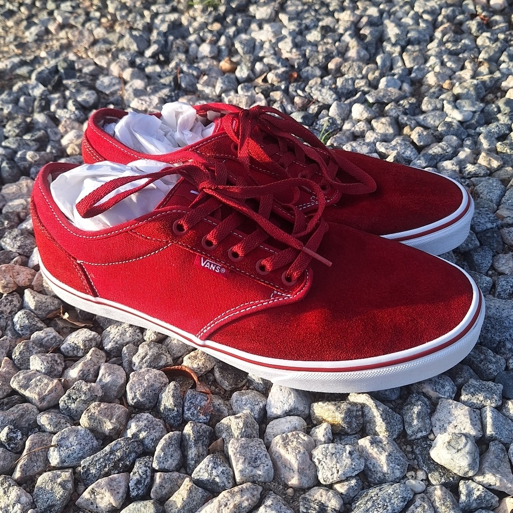 Vans Atwood Red Chili Pepper Sneakers Checkerboard Liner 11.5 - Picture 3 of 13